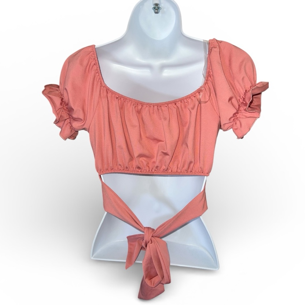 Chocolate Puff Sleeve Tie-Back Crop Tops Bundle (4) - Picture 2 of 7